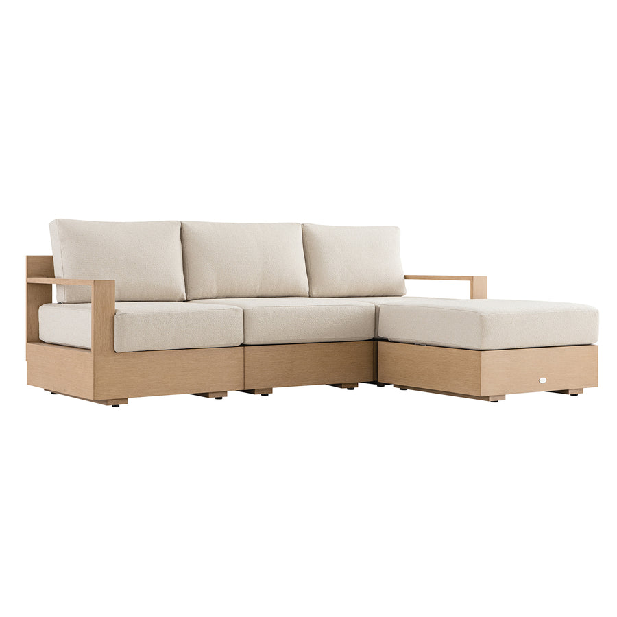 Jardin Aluminium Outdoor Modular Large 3-Seater Chaise Sofa Set, Natural