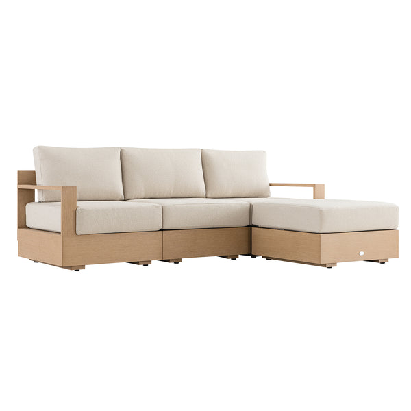 Jardin Aluminium Outdoor Modular Large 3-Seater Chaise Sofa Set, Natural - daals