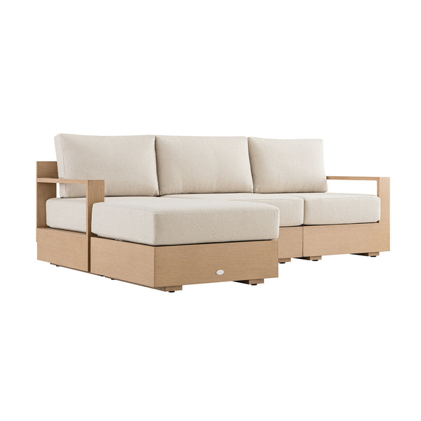 Jardin Aluminium Outdoor Modular Large 3-Seater Chaise Sofa Set, Natural - daals