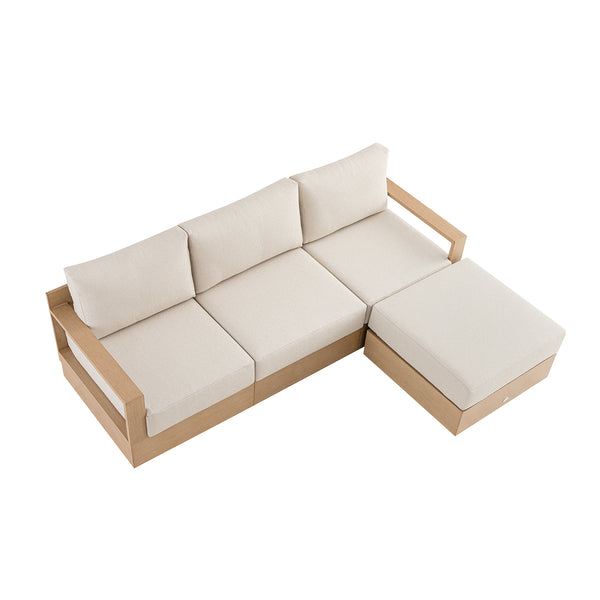 Jardin Aluminium Outdoor Modular Large 3-Seater Chaise Sofa Set, Natural - daals