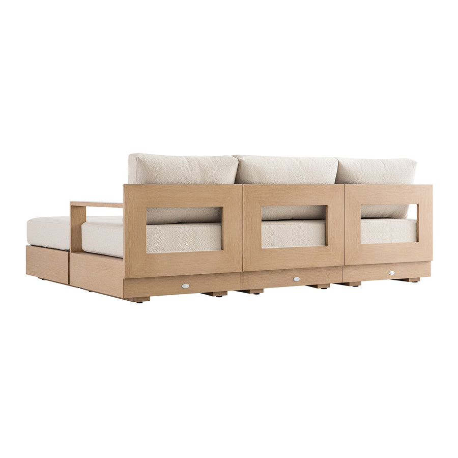Jardin Aluminium Outdoor Modular Large 3-Seater Chaise Sofa Set, Natural