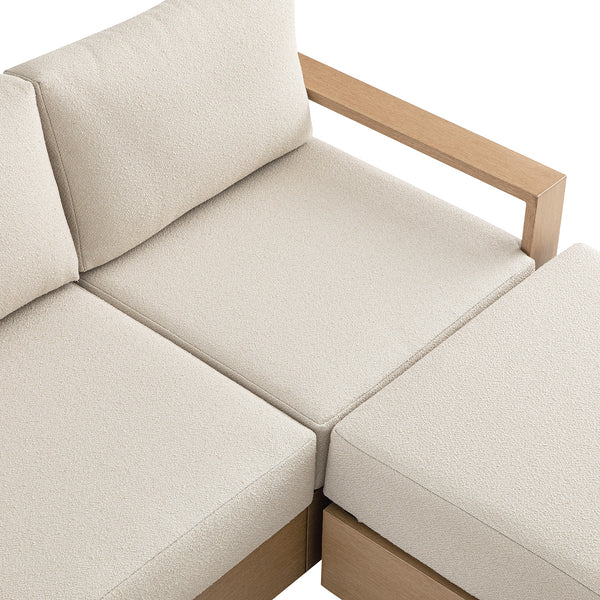 Jardin Aluminium Outdoor Modular Large 3-Seater Chaise Sofa Set, Natural - daals
