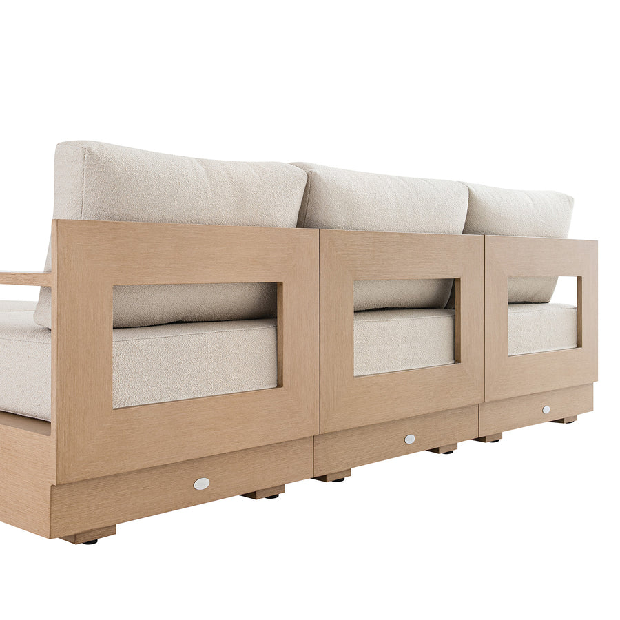 Jardin Aluminium Outdoor Modular Large 3-Seater Chaise Sofa Set, Natural