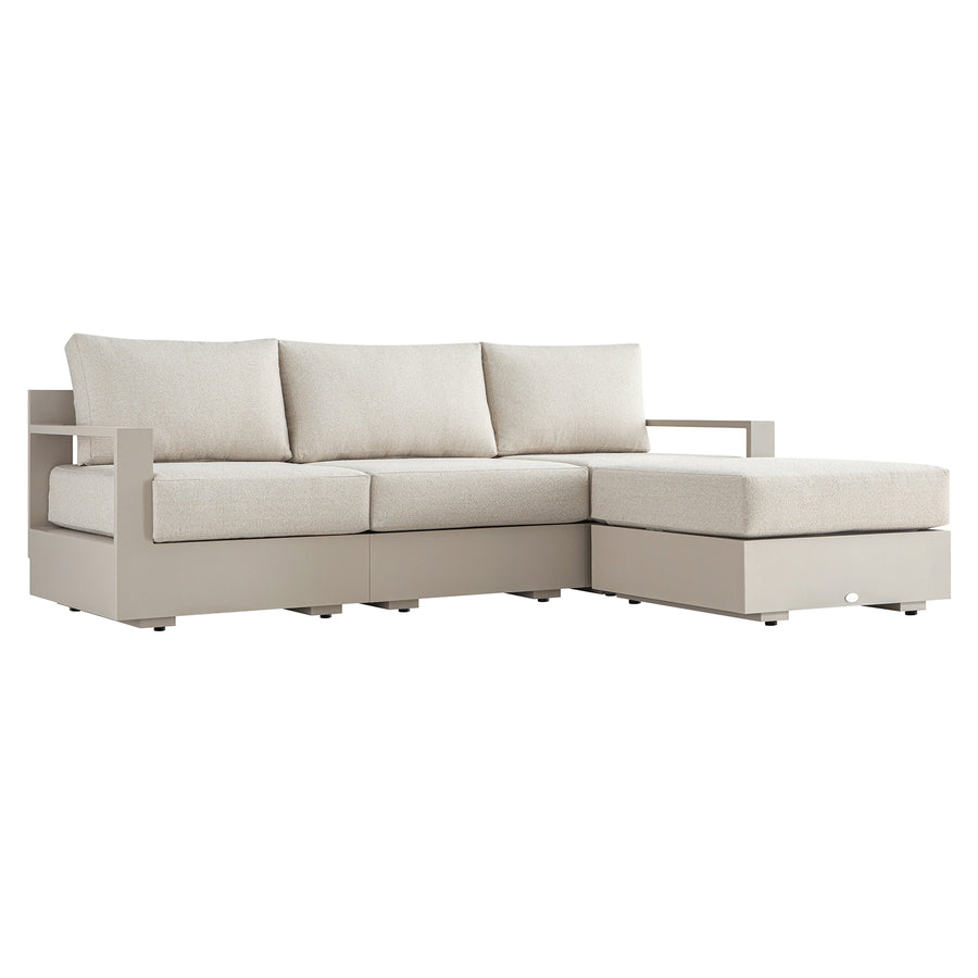 Jardin Aluminium Outdoor Modular Large 3-Seater Chaise Sofa Set, Pumice