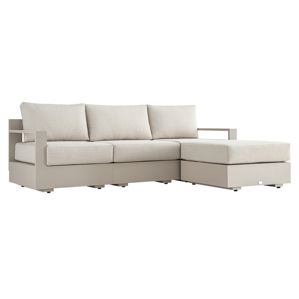 Jardin Aluminium Outdoor Modular Large 3-Seater Chaise Sofa Set, Pumice - daals
