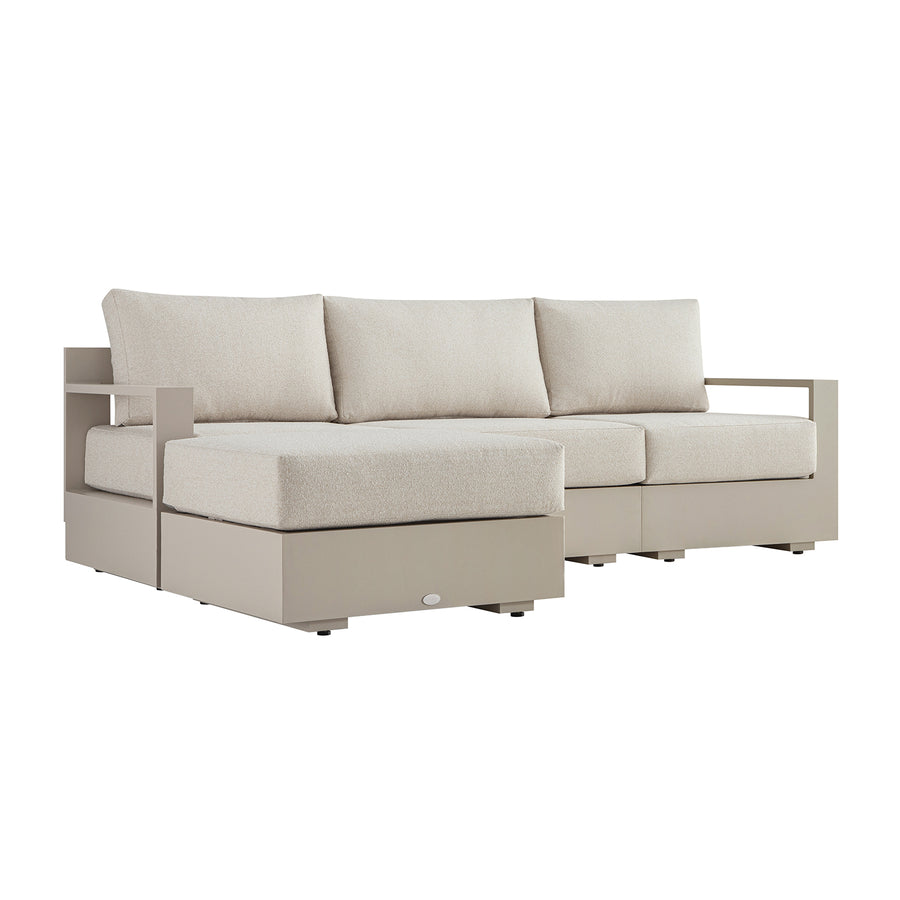 Jardin Aluminium Outdoor Modular Large 3-Seater Chaise Sofa Set, Pumice