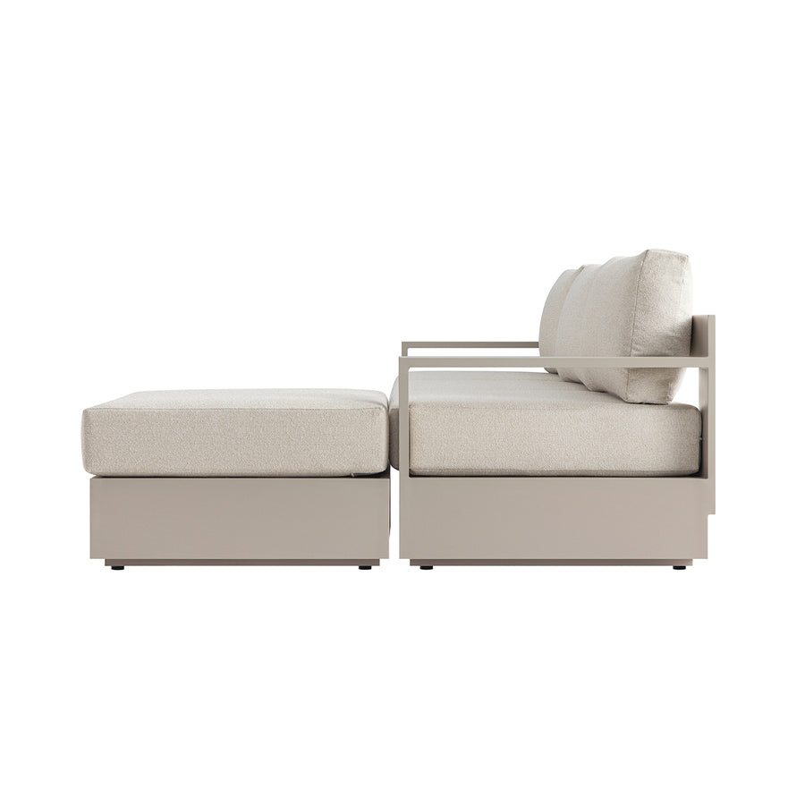 Jardin Aluminium Outdoor Modular Large 3-Seater Chaise Sofa Set, Pumice