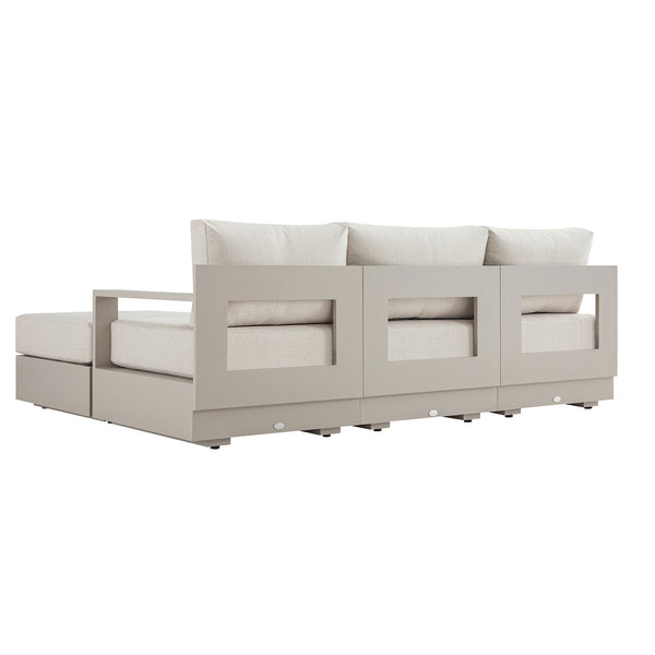 Jardin Aluminium Outdoor Modular Large 3-Seater Chaise Sofa Set, Pumice - daals