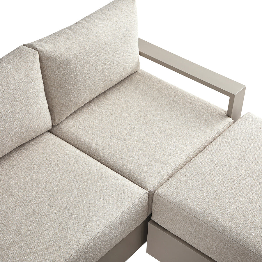 Jardin Aluminium Outdoor Modular Large 3-Seater Chaise Sofa Set, Pumice