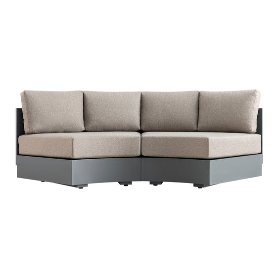 Jardin Aluminium Outdoor Modular Large 2-Piece Curved Sofa Set, Granite