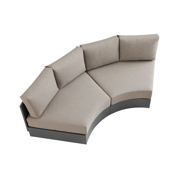 Jardin Aluminium Outdoor Modular Large 2-Seater Curved Sofa Set, Granite - daals