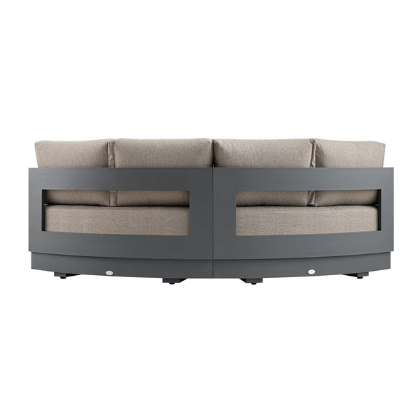 Jardin Aluminium Outdoor Modular Large 2-Seater Curved Sofa Set, Granite - daals
