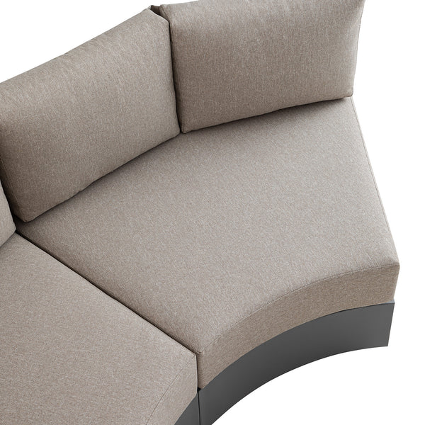 Jardin Aluminium Outdoor Modular Large 2-Seater Curved Sofa Set, Granite - daals