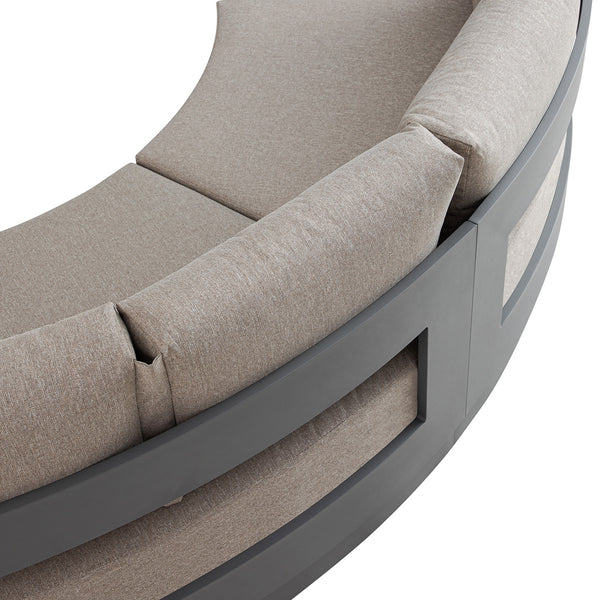 Jardin Aluminium Outdoor Modular Large 2-Seater Curved Sofa Set, Granite - daals