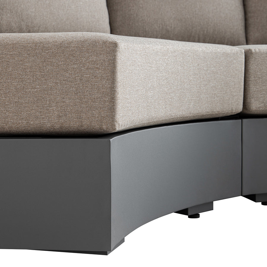 Jardin Aluminium Outdoor Modular Large 2-Seater Curved Sofa Set, Granite