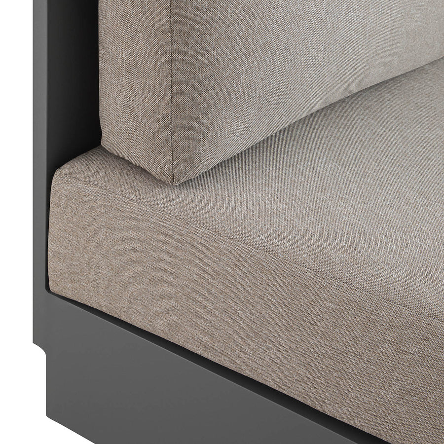 Jardin Aluminium Outdoor Modular Large 2-Seater Curved Sofa Set, Granite