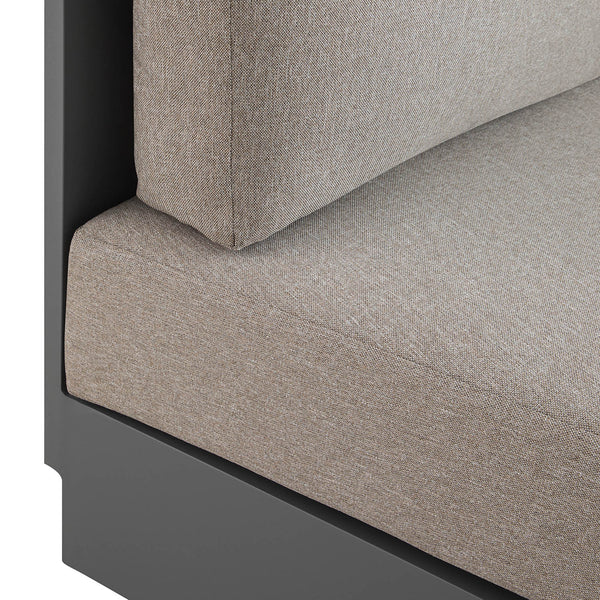 Jardin Aluminium Outdoor Modular Large 2-Seater Curved Sofa Set, Granite - daals