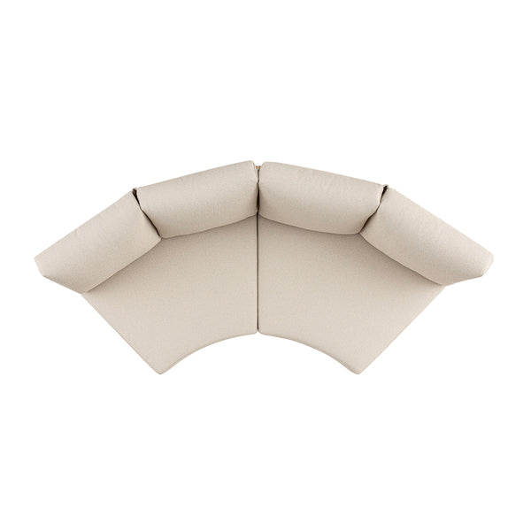 Jardin Aluminium Outdoor Modular Large 2-Seater Curved Sofa Set, Natural - daals