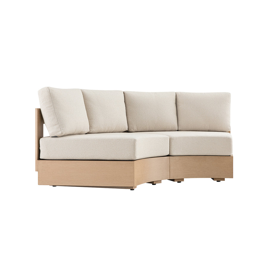 Jardin Aluminium Outdoor Modular Large 2-Seater Curved Sofa Set, Natural