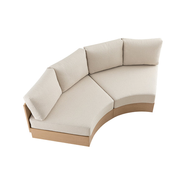 Jardin Aluminium Outdoor Modular Large 2-Seater Curved Sofa Set, Natural - daals
