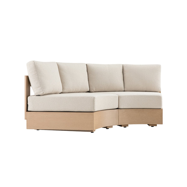 Jardin Aluminium Outdoor Modular Large 2-Seater Curved Sofa Set, Natural - daals