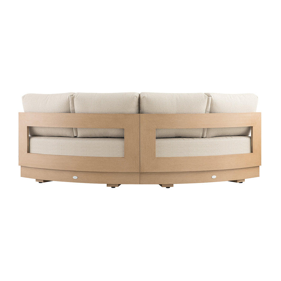 Jardin Aluminium Outdoor Modular Large 2-Seater Curved Sofa Set, Natural