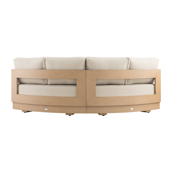 Jardin Aluminium Outdoor Modular Large 2-Seater Curved Sofa Set, Natural - daals