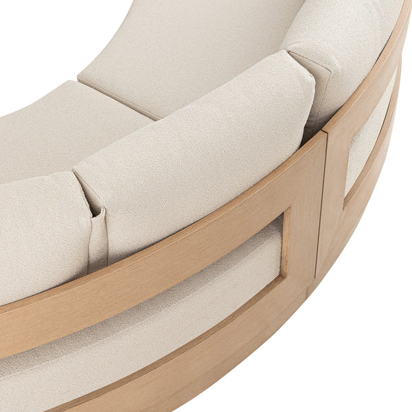 Jardin Aluminium Outdoor Modular Large 2-Seater Curved Sofa Set, Natural - daals