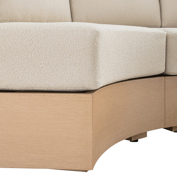 Jardin Aluminium Outdoor Modular Large 2-Seater Curved Sofa Set, Natural - daals