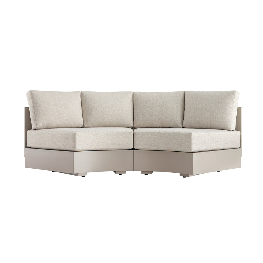 Jardin Aluminium Outdoor Modular Large 2-Seater Curved Sofa Set, Pumice