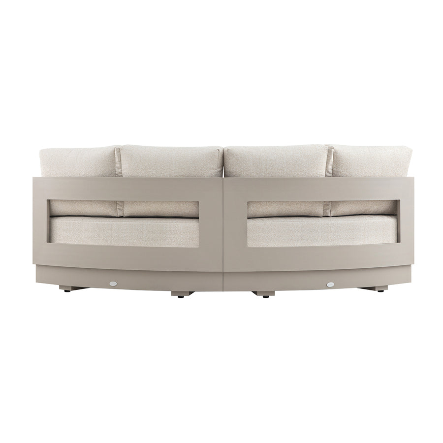 Jardin Aluminium Outdoor Modular Large 2-Seater Curved Sofa Set, Pumice