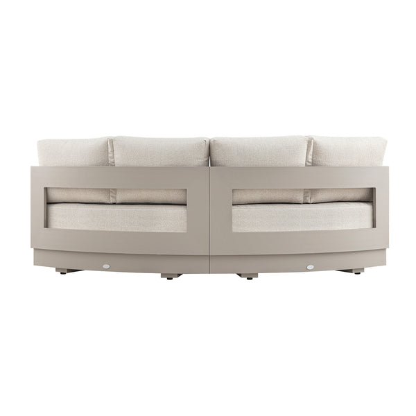 Jardin Aluminium Outdoor Modular Large 2-Seater Curved Sofa Set, Pumice - daals