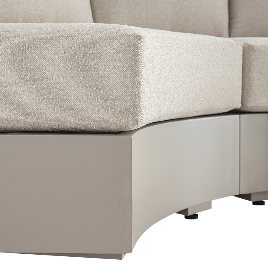 Jardin Aluminium Outdoor Modular Large 2-Seater Curved Sofa Set, Pumice