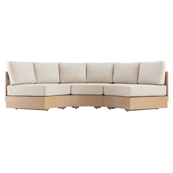 Jardin Aluminium Outdoor Modular Large 3-Piece Curved Sofa Set, Natural