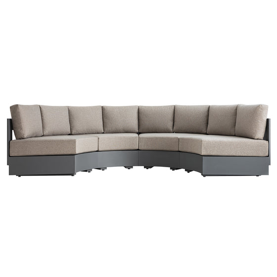 Jardin Aluminium Outdoor Modular Grande 4-Piece Curved Sofa Set, Granite