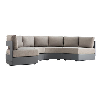 Jardin Aluminium Outdoor Modular Grande 4-Piece Curved Sofa Set, Granite