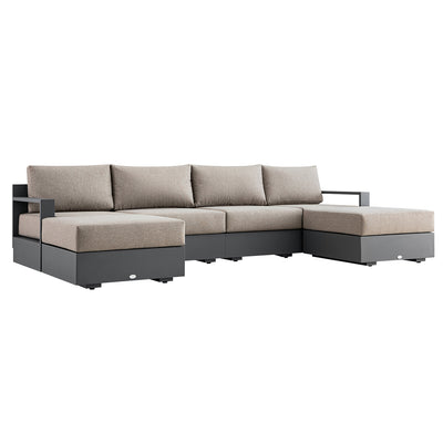 Jardin Aluminium Outdoor Modular 4-Seater Double Chaise Sofa Set, Granite