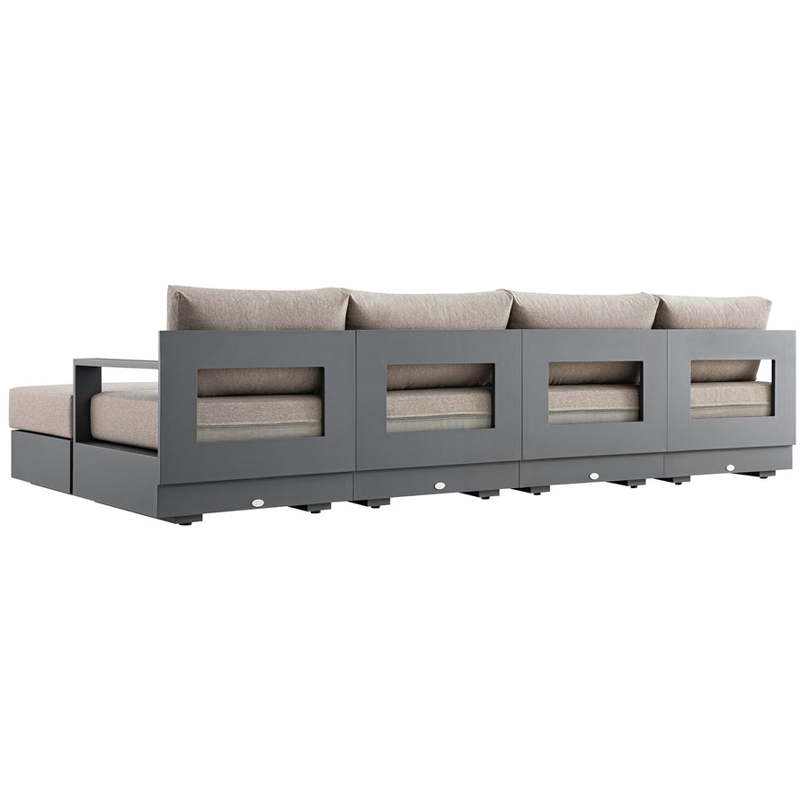 Jardin Aluminium Outdoor Modular 4-Seater Double Chaise Sofa Set, Granite