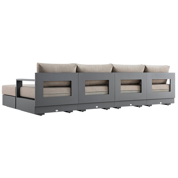 Jardin Aluminium Outdoor Modular 4-Seater Double Chaise Sofa Set, Granite - daals