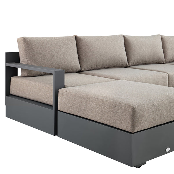 Jardin Aluminium Outdoor Modular 4-Seater Double Chaise Sofa Set, Granite - daals