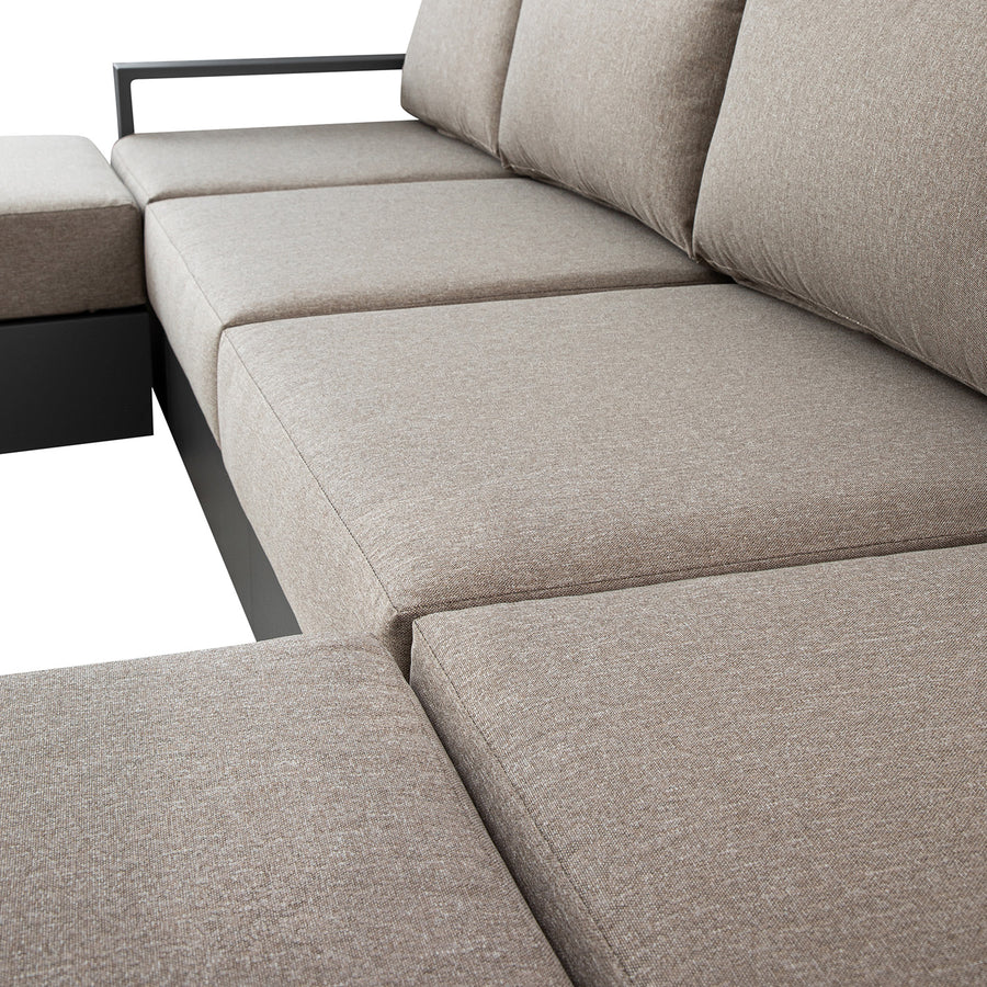 Jardin Aluminium Outdoor Modular 4-Seater Double Chaise Sofa Set, Granite