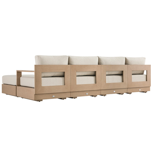 Jardin Aluminium Outdoor Modular 4-Seater Double Chaise Sofa Set, Natural - daals