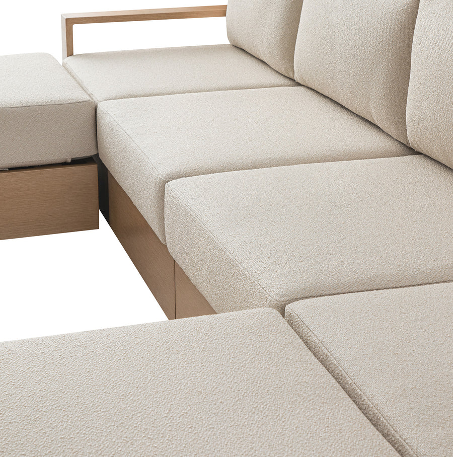 Jardin Aluminium Outdoor Modular 4-Seater Double Chaise Sofa Set, Natural