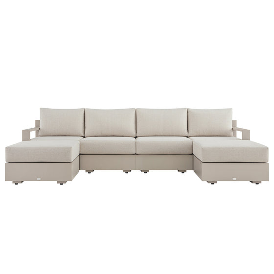 Jardin Aluminium Outdoor Modular 6-Piece Double Chaise Sofa Set, Pumice