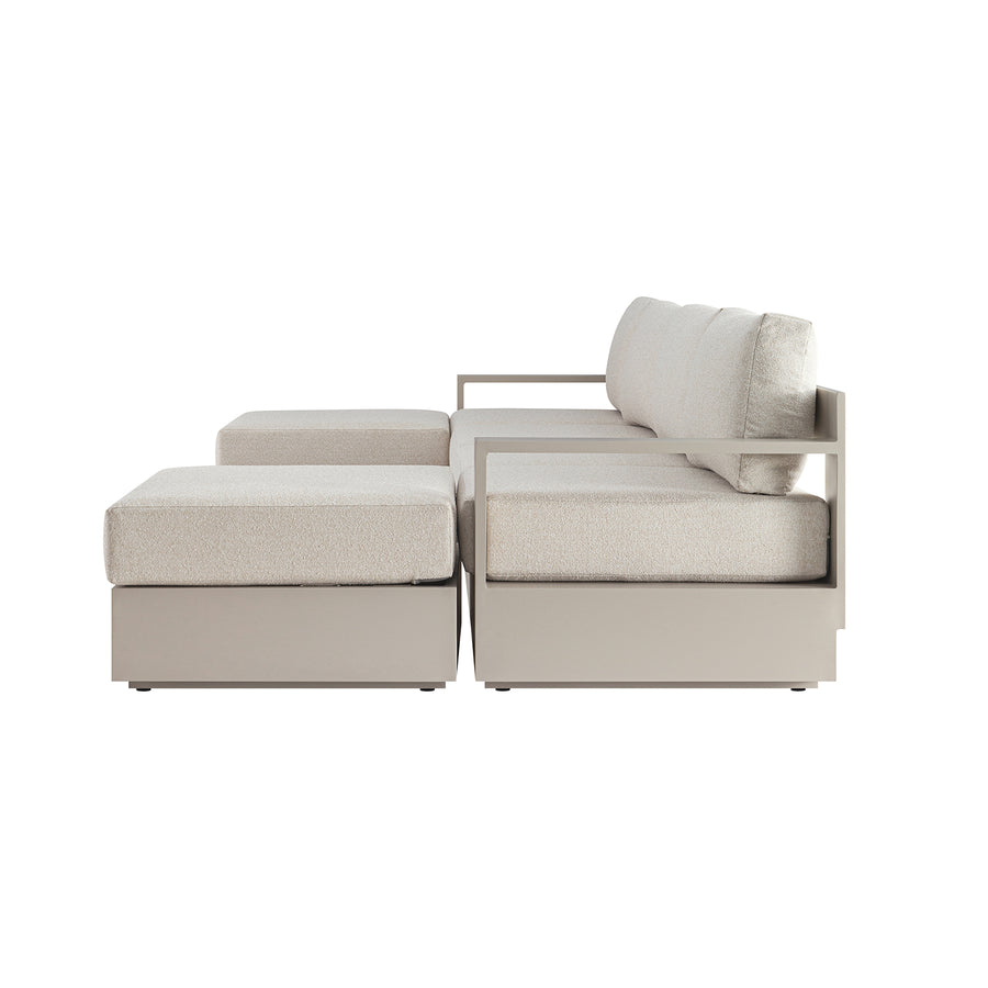 Jardin Aluminium Outdoor Modular 4-Seater Double Chaise Sofa Set, Pumice