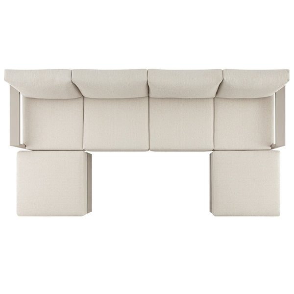 Jardin Aluminium Outdoor Modular 4-Seater Double Chaise Sofa Set, Pumice - daals