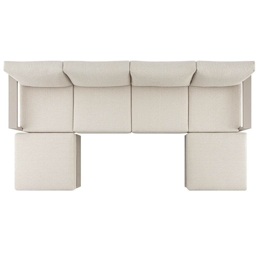 Jardin Aluminium Outdoor Modular 4-Seater Double Chaise Sofa Set, Pumice