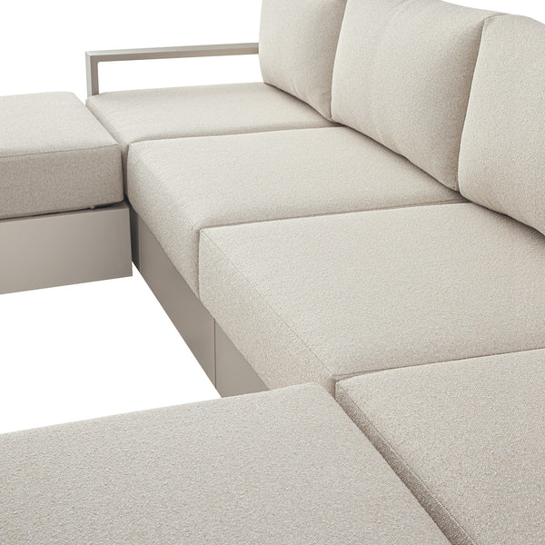 Jardin Aluminium Outdoor Modular 4-Seater Double Chaise Sofa Set, Pumice - daals