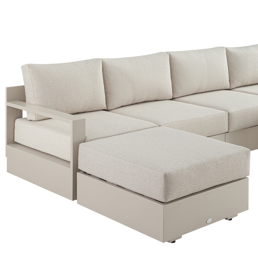Jardin Aluminium Outdoor Modular 4-Seater Double Chaise Sofa Set, Pumice