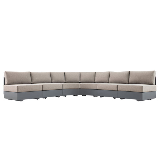 Jardin Aluminium Outdoor Modular 6-Piece Curved Corner Sofa Set, Granite